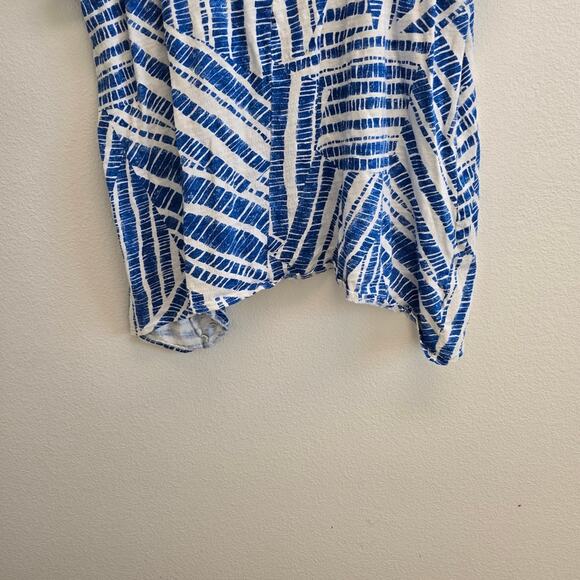 Woman Within Blue and White Cotton Geometric Print size Large (18/20) - Picture 5 of 8